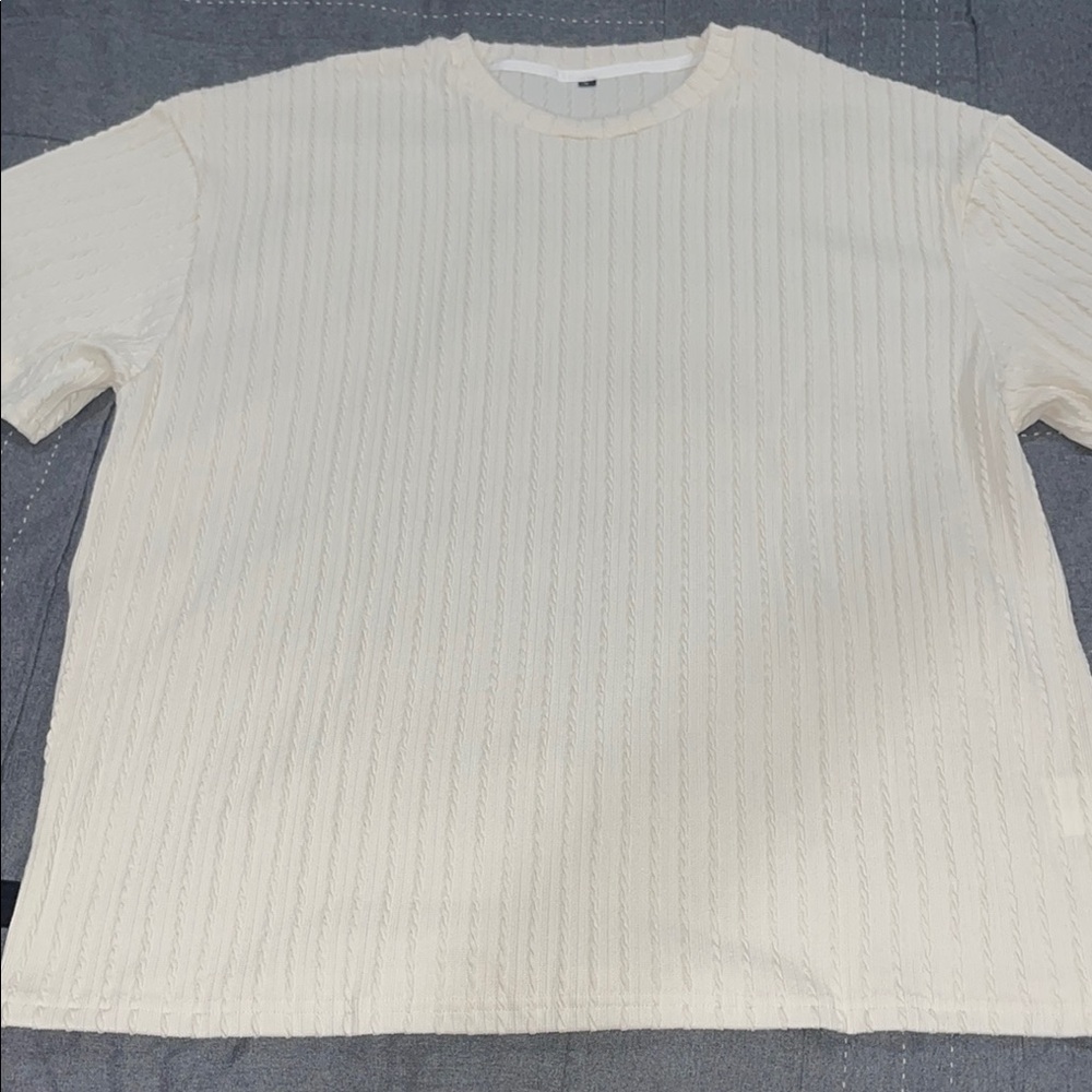 Cream Textured Short Sleeve Shirt